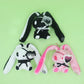 Kawaii Goth Pink Bunny Gloomys Bear eye mask Plush Toy keychain All Purpose Bunny Eyepatch Stuffed Animal Plushie backpack charm