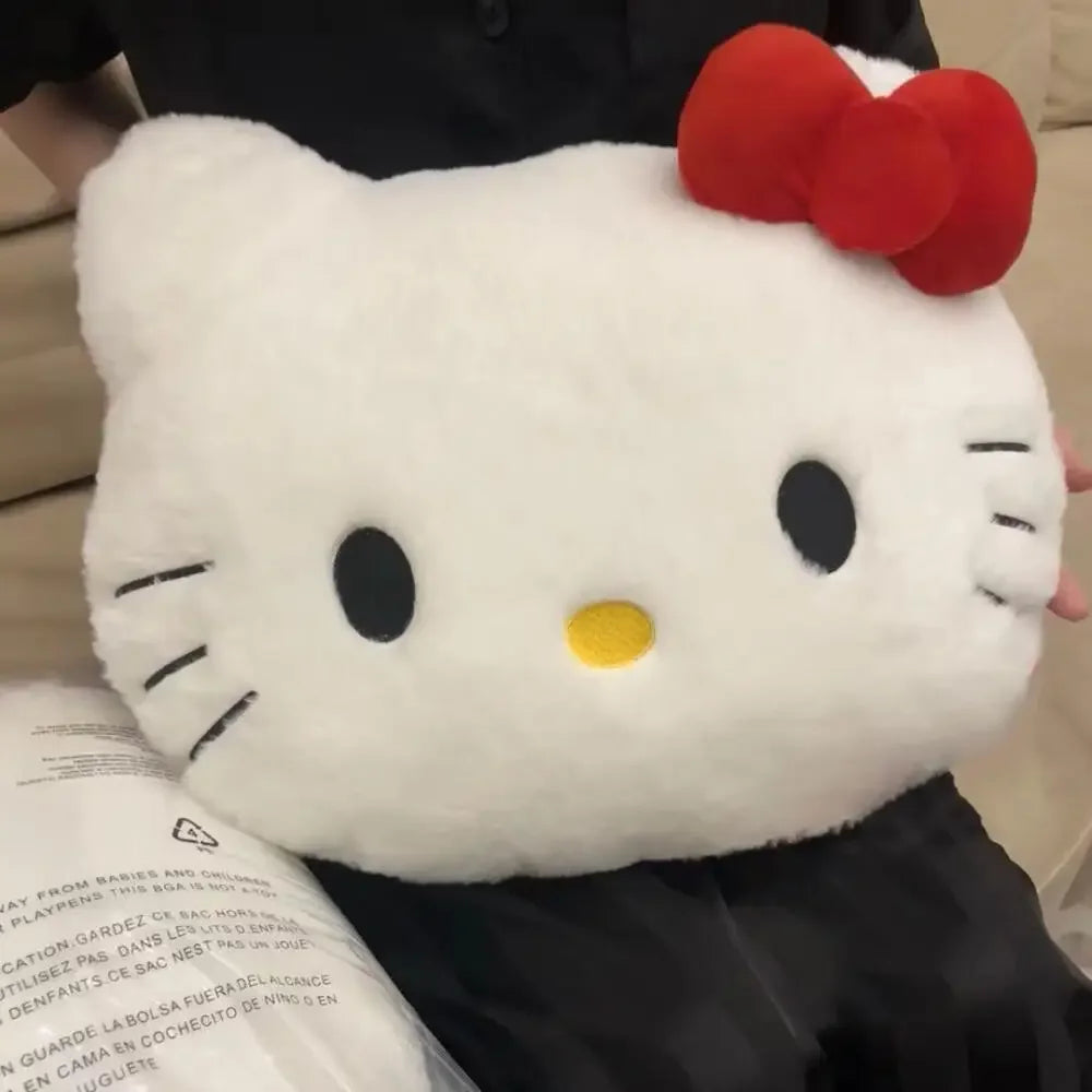 Anime Sanrio Hello Kitty Cute Cartoon Head Plush Pillow Sofa Bedside Cushion Car Cushion Nap Pillow Birthday Gifts for Girl