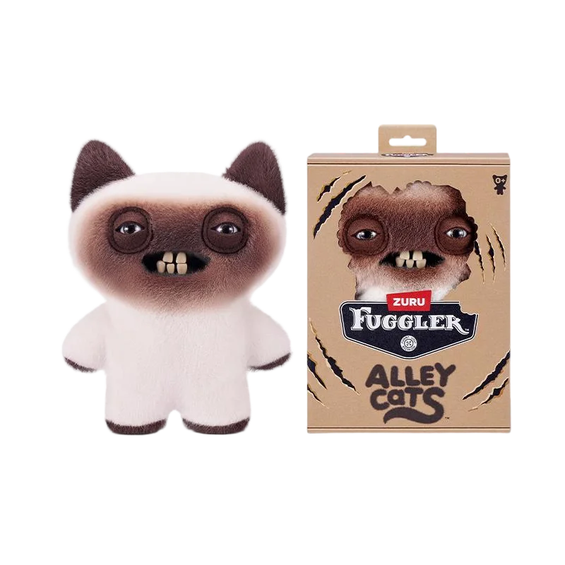 Fuggler Alley Cats Plush Toy Soft Plushies Cute Cartoon Doll Funny Ugly Teeth Monster Stuffed Animal Toy（Wrinkle McStinkles）22CM