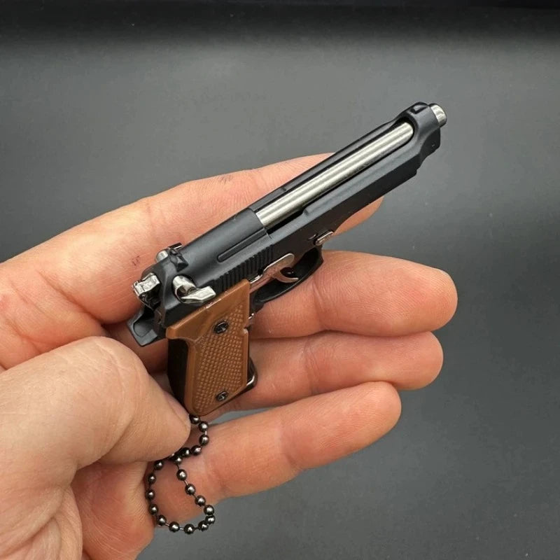 1:3 Scale Alloy Pistol Keychain Mini Toy Gun Metal Keychain for Adults Kids Christmas Gift