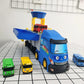 Tayos Cartoon The Little Bus Container Truck Storage Box Parking Lot With 3 Pull Back Mini Car Toys For Children Birthday Gifts