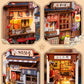 Robotime Sakura Wine Alley DIY Booknook with Lights DIY Miniature Dolls House Kit 3D Wooden Puzzle Bookend Bookshelf Decor Gift