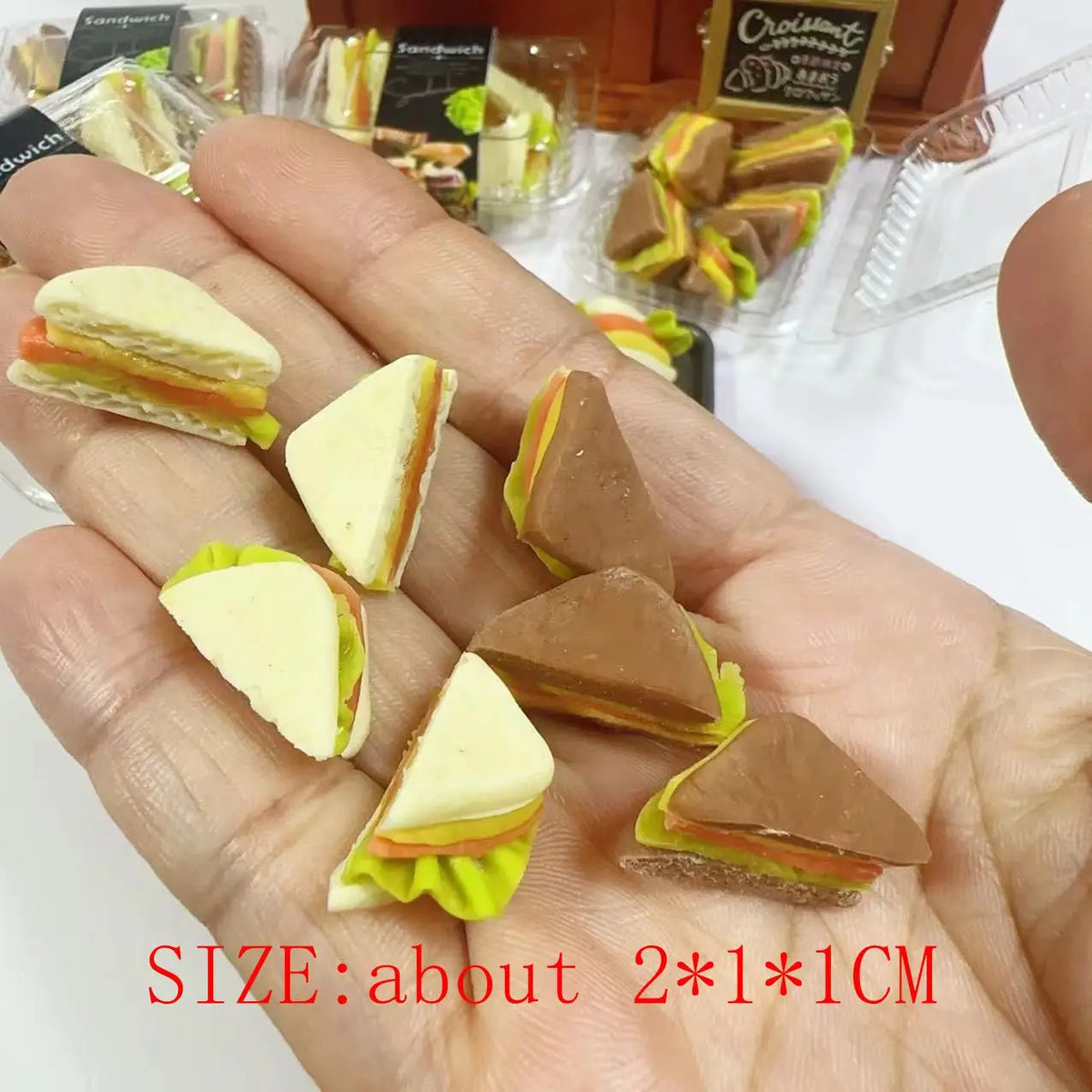 New 5PCS/SET 1/6 Handmade with Clay Breakfast Takeaway Miniature Delicious Sandwich Breakfast Set Food for Doll House Accessory