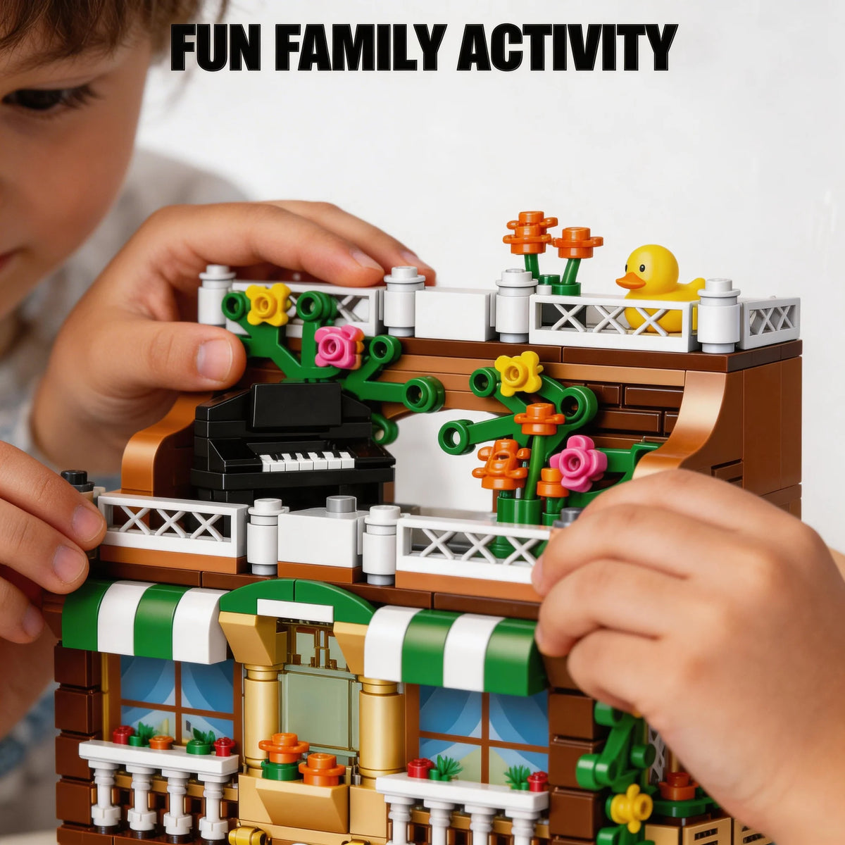 City Street View Coffee Shop Modular Building Blocks, MOC Architecture Bricks Set, DIY Town Life Model Toys for Kids & Adults
