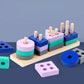 Mini Montessori Wooden Building Blocks Macarone Color Shape Match Puzzle Educational Toys for Boys Girls Toddlers