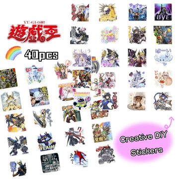 40pcs Yu-Gi-Oh Small Card Secondary Sticker Creative Personality Decoration Notebook Bicycle Animation Peripheral DIY Sticker