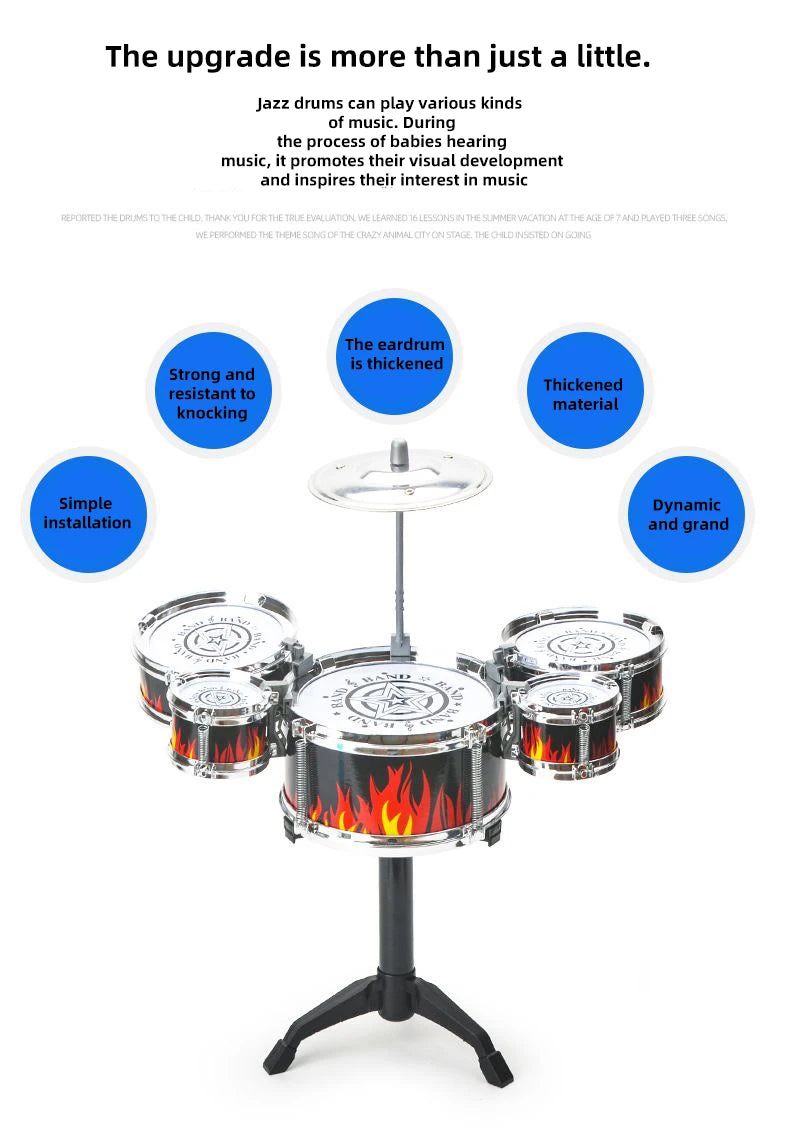 Drum Sets for Children Beginners Children's Toys Dynamic Jazz Drums for Western Percussion Instrument