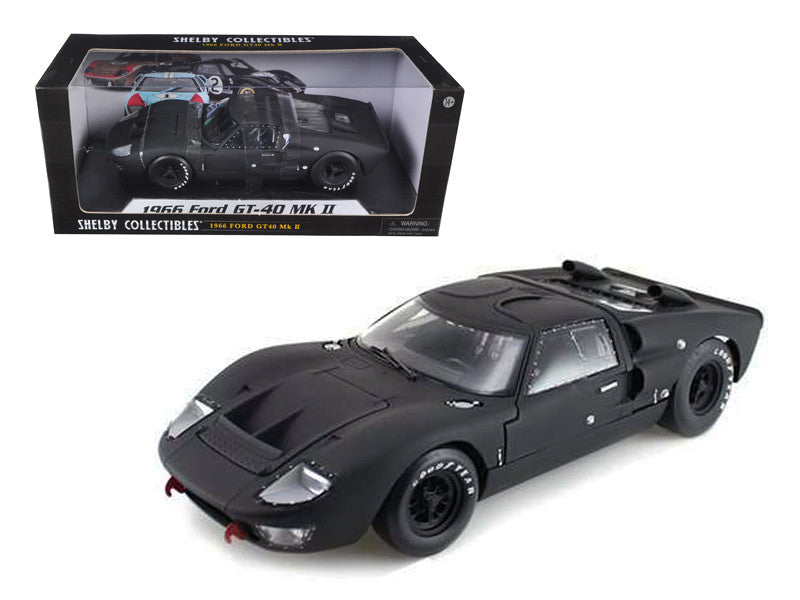 1966 Ford GT40 GT40 MK 2 Matt Black 1/18 Diecast Car Model by Shelby Collectibles