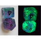 Set Of 7 Dice: Glow-In-The-Dark Peacock Glowworm