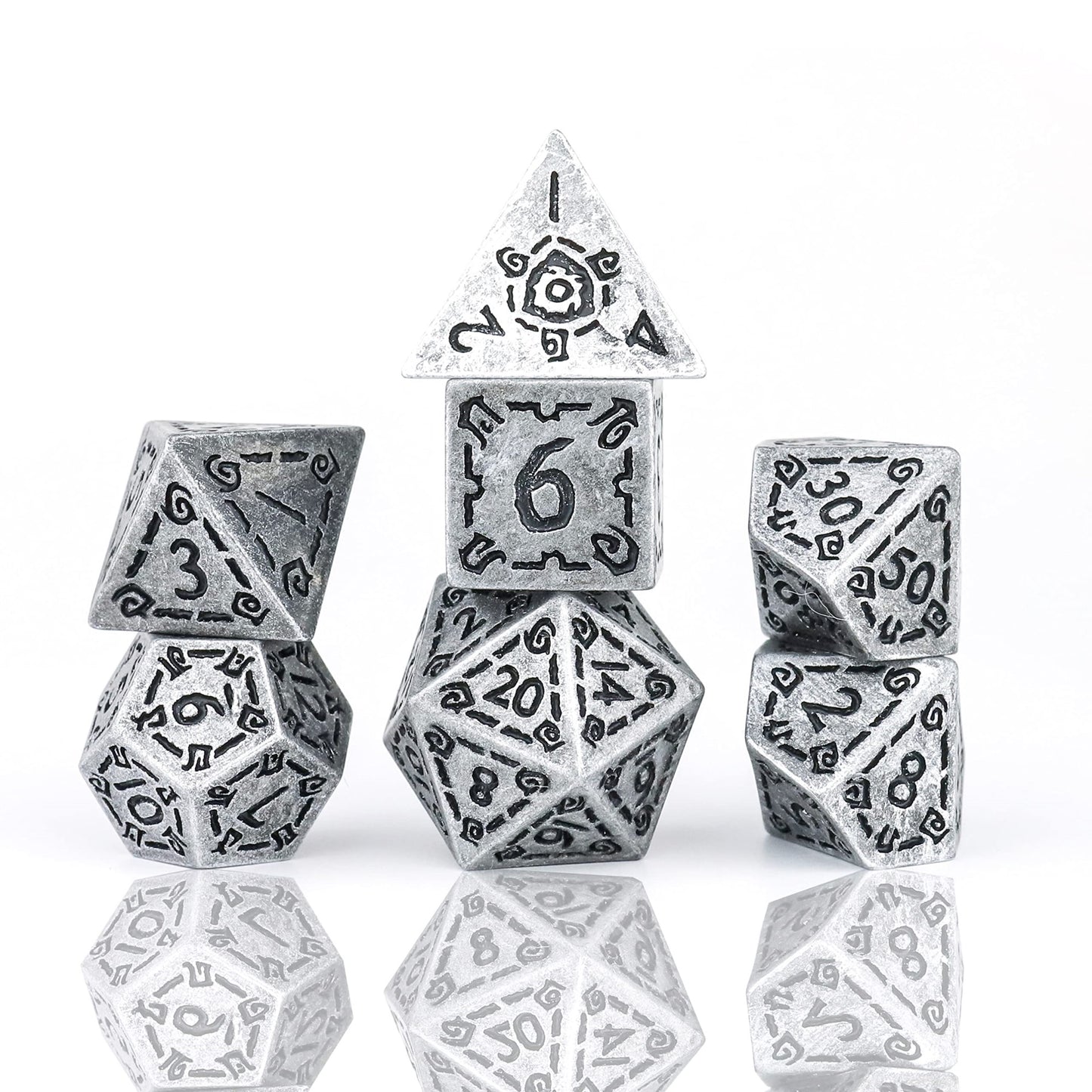 Rpg Dice Set (7): Illusory Metal - Silver