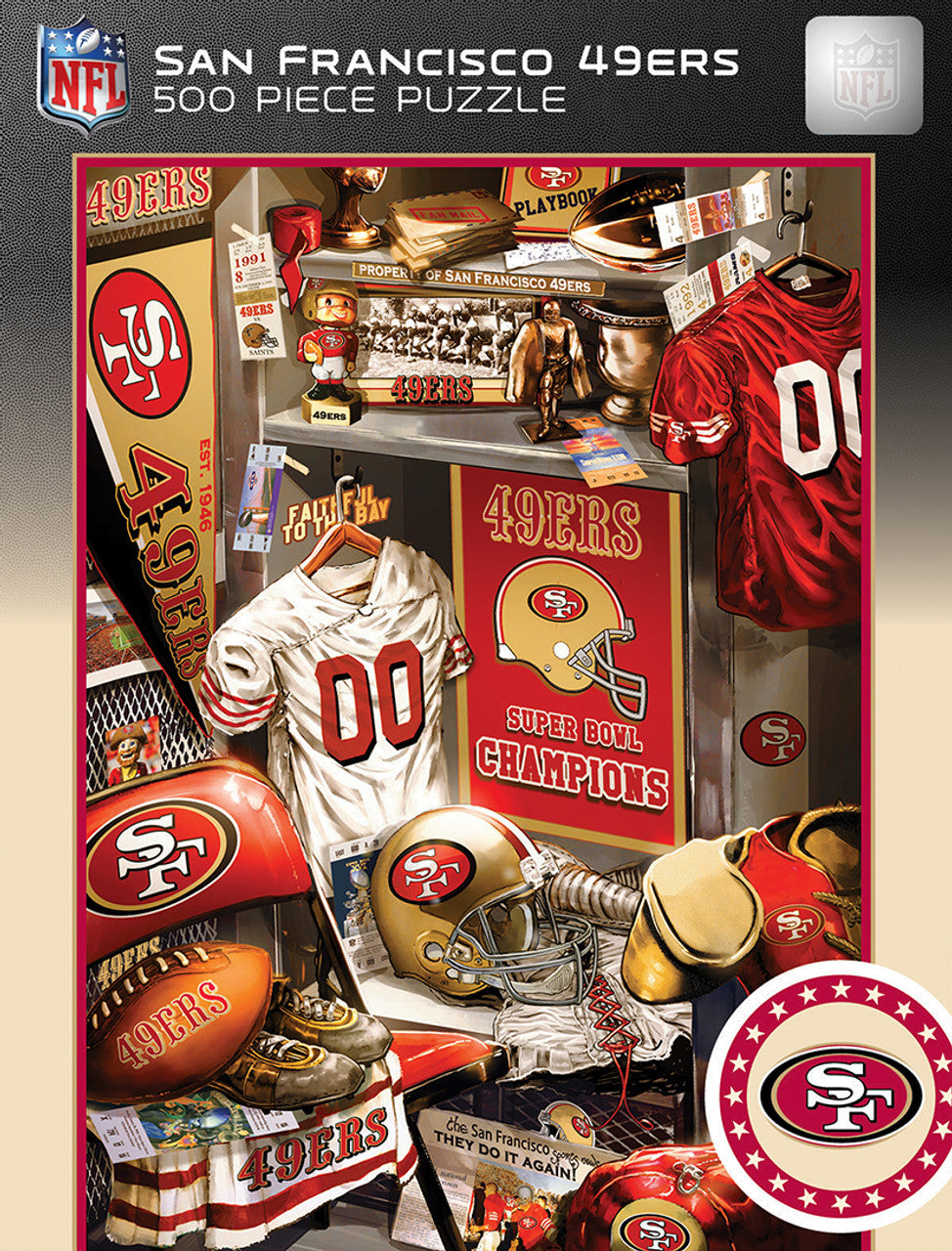 Masterpieces Game Day 500 Piece Jigsaw Puzzle For Adults - Nfl San Francisco 49Ers Locker Room - 15'X21'