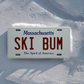 SKI BUM - Massachusetts License Plate Magnet