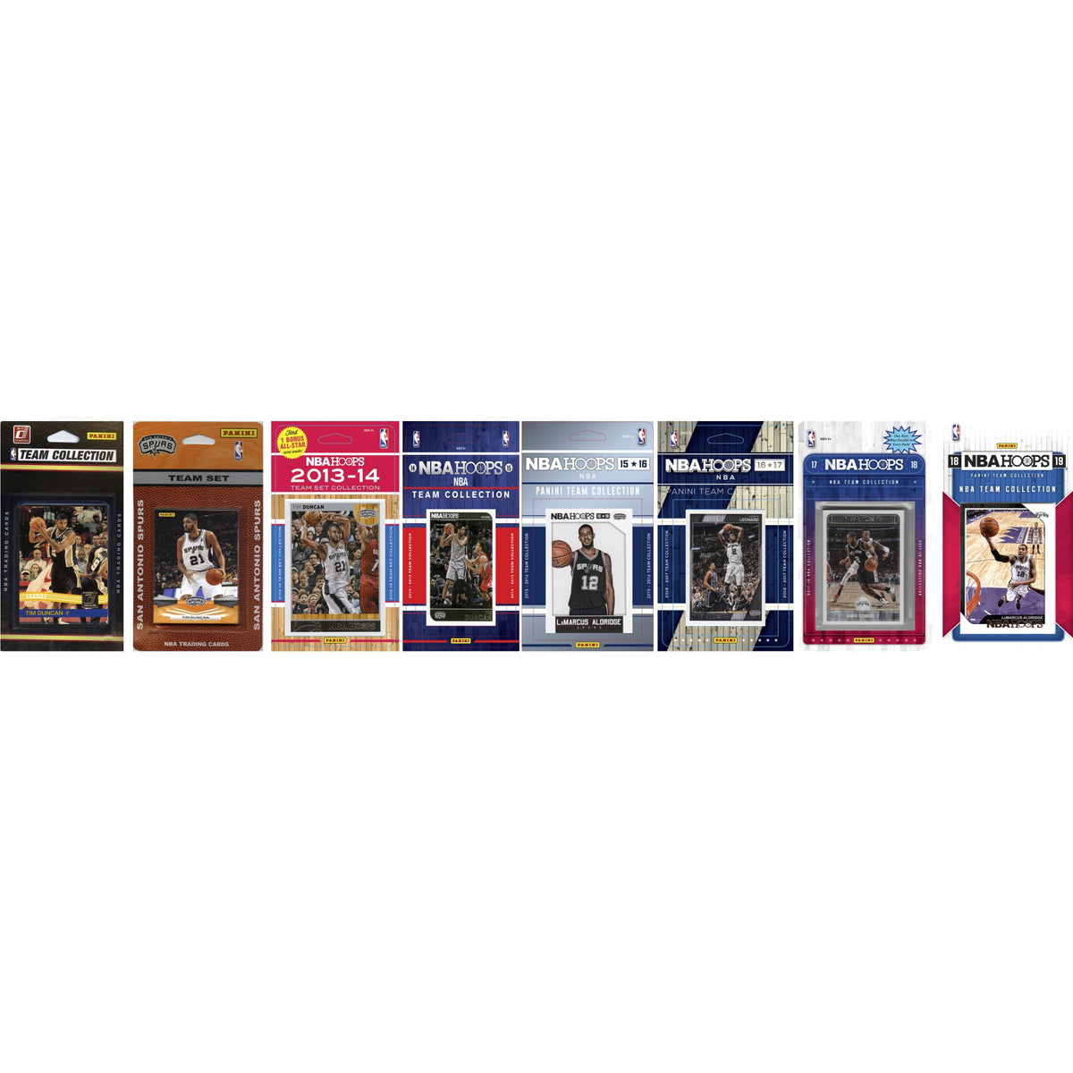 NBA San Antonio Spurs 7 Different Licensed Trading Card Team Sets