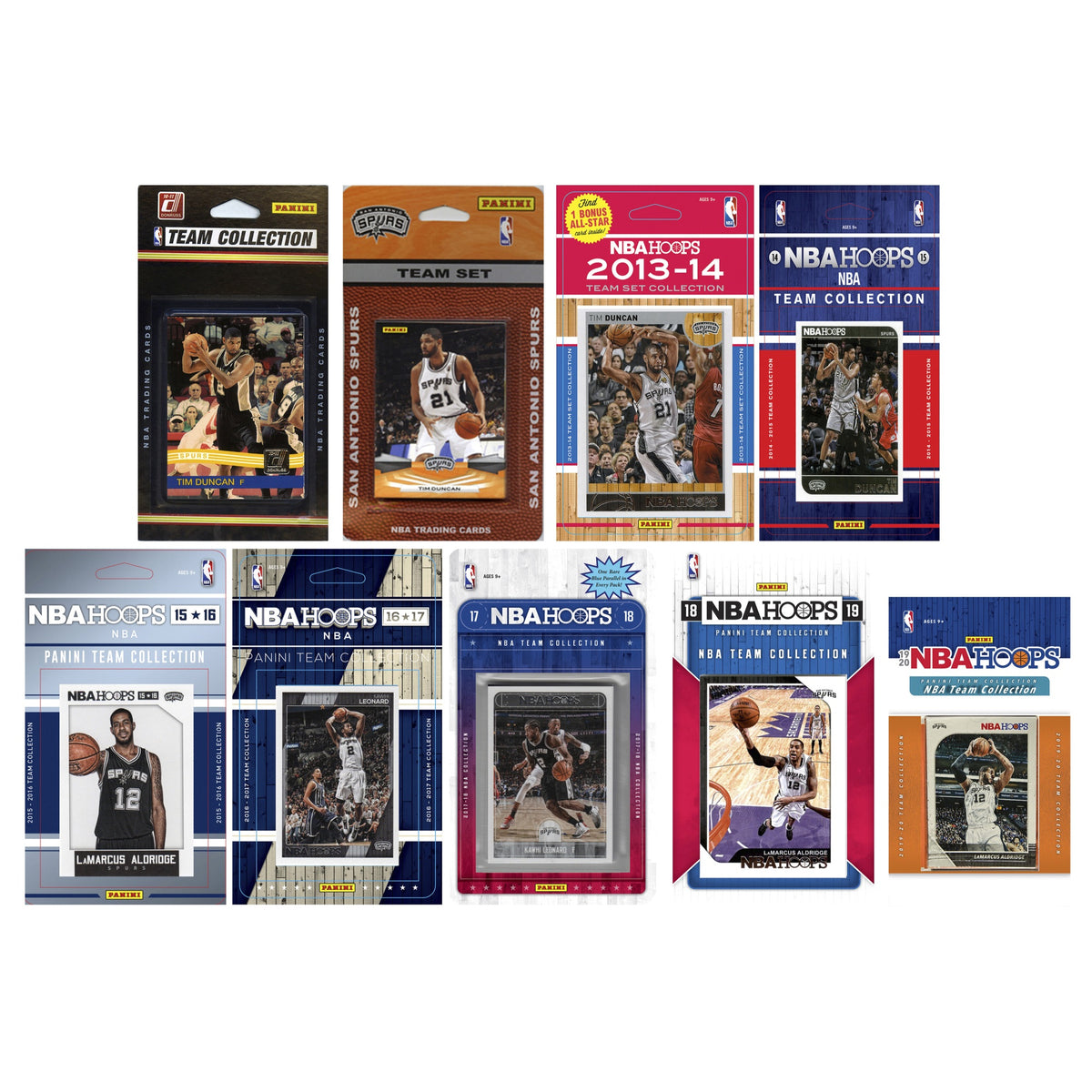 NBA San Antonio Spurs 8 Different Licensed Trading Card Team Sets