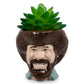 Bob Ross Mini Ceramic Planter With Artificial Succulent Plant