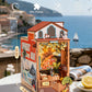 Rolife DIY Book Nook Kit Sunset Isle Bookends Wooden 3D Puzzle Model Building Kit for Bookshelf Decor Gift for Adult Book Lovers