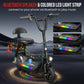 Spacewalk Kids Electric Scooter with Bluetooth Speaker Foldable Design Seat Carry Basket LED Light Strip 11MPH Speed 132lbs Max