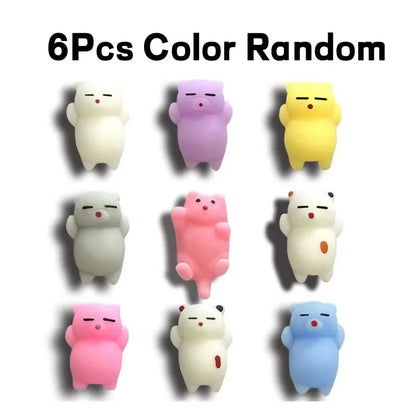 6Pcs Kitten Squeeze Toys Cute Cat Stress Relief  for Adults Kids  Anti-Anxiety Fidget Sensory Toy Creative Relaxation Gift