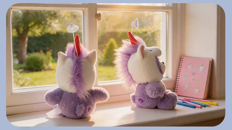 Care Bears 20cm Unicorn Hood Plush Suction Cup Ornament Wall Car Mirror Hanging Decor Cute Kawaii Stuffed Bear Toy Gift for Kids