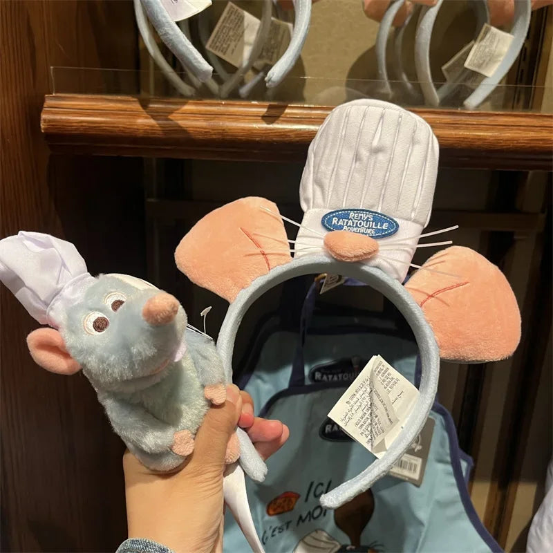 Ratatouille Cartoon Funny Plush Mouse Headband for Washing Face Taking Photos and Daily Use Perfect Gift and Anime