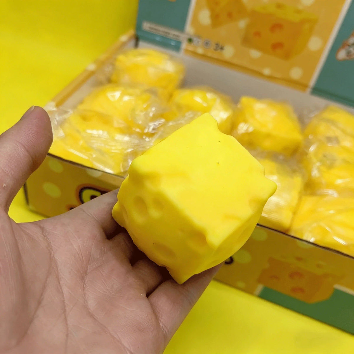 Portable Cheese Squeeze Toy Fidget Stress Relief Squishy Ball Slow Rebound for Desk Decor Decompression Toy for Kids Adults Gift