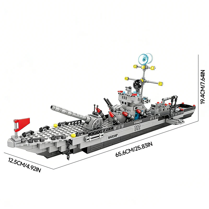 65CM Super Large Navy Warship Building Blocks Army Ship Model 6 in 1 Multi Shape Building Blocks Toy Set for Boys Toys