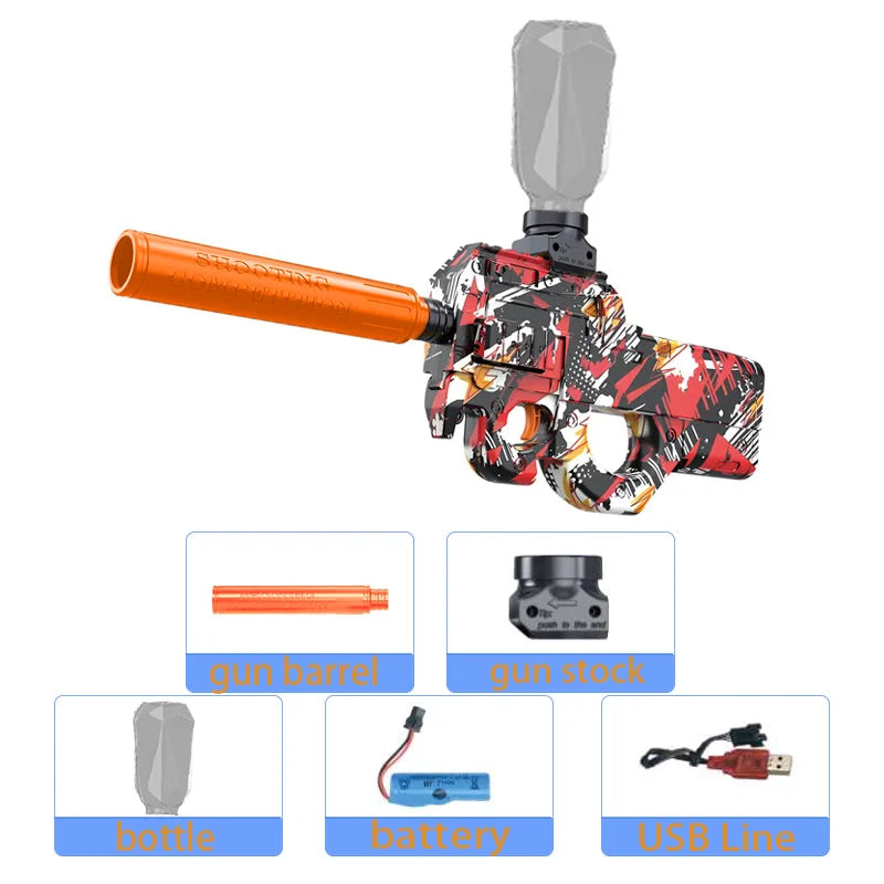 UZI Gun Toy Electric Blaster Pistol Shooting Sport AUG P90 Outdoor High Speed Rechargeable Interative Game For Boy Adult Gift