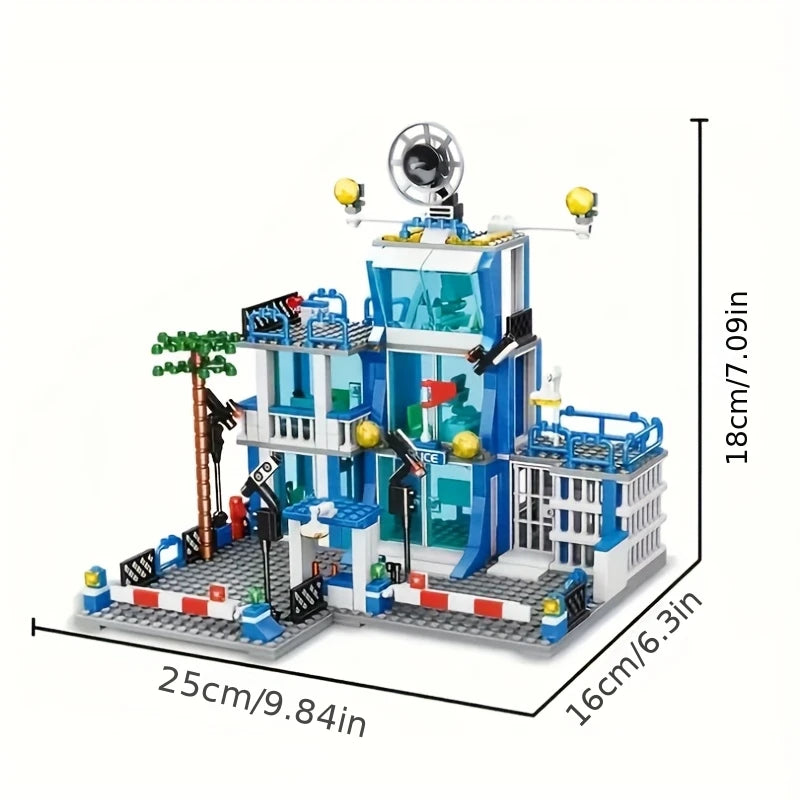 City Police Station Building Blocks Set SWAT Car Helicopter City Construction Blocks Children Boys Toy Christmas Holiday Gift