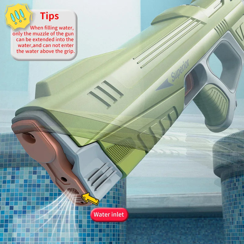 Battery Level Display Children Electric Water Gun Automatic Water Absorption Squirt Guns Summer Outdoor Pool Games Toys for Kids