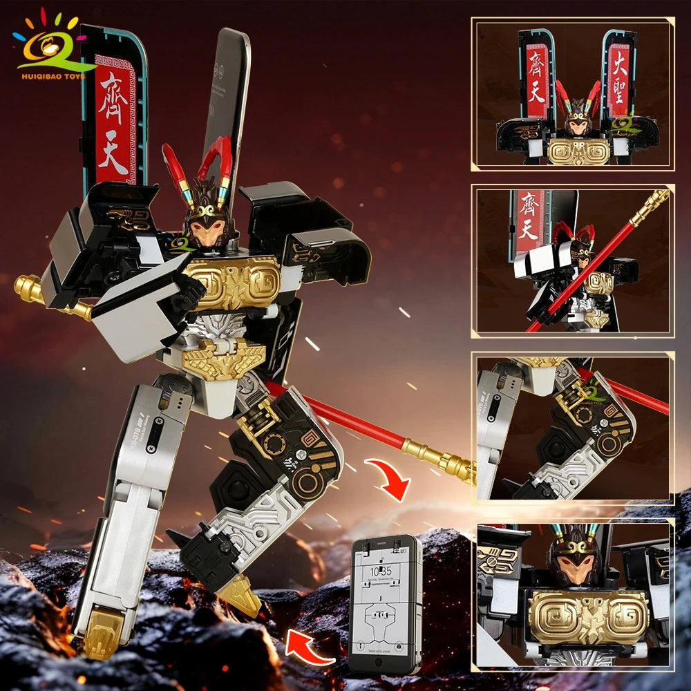 2-in-1 Transformable Monkey King Mecha Model, Transformable Robot Toy, Desktop Ornament, Educational Toy, Children's Gift