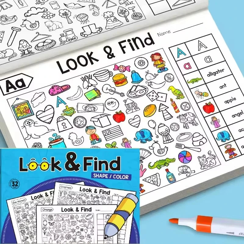 Children's Search for Items Game,Fun Coloring Book, Look & Find Shape Game Enhance Visual Perception, Focus and Attention