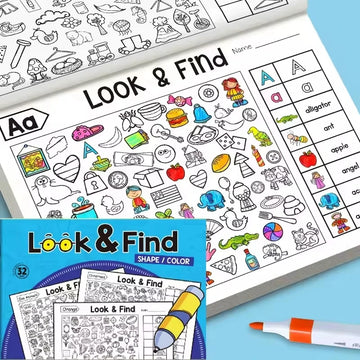 Children's Search for Items Game,Fun Coloring Book, Look & Find Shape Game Enhance Visual Perception, Focus and Attention