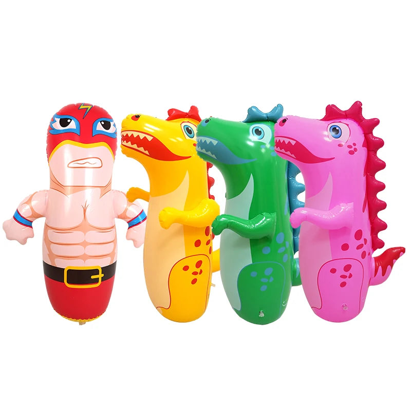90cm Inflatable Dinosaur Tumbler Toy Thick PVC Punching Bag for Kids Bounce Back Boxing Toy Stress Relief Indoor Outdoor Toy