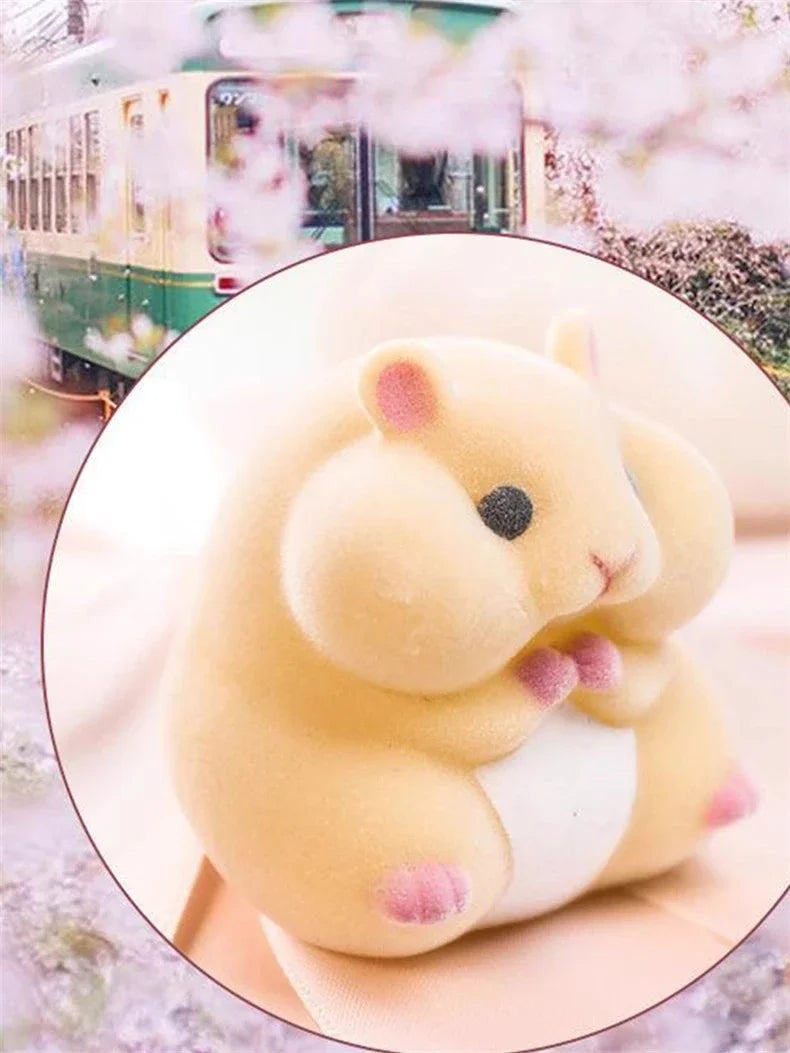 Japan YELL Gashapon Toys Cute Fatty Milky Soft Hamster Flocking Plush Dolls Squeeze Anti Stress Relief Squishy Collect Ornaments