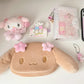 Kawaii Sanrio Mocha Brown Cinnamoroll Plush Storage Bag Niche Handheld Makeup Bag Cute Sweet Girly Pencil Case Children Gifts