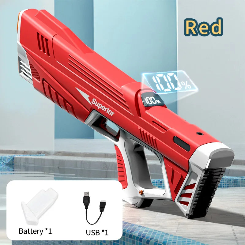 Battery Level Display Children Electric Water Gun Automatic Water Absorption Squirt Guns Summer Outdoor Pool Games Toys for Kids