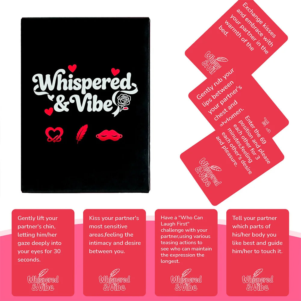 “Whispered & Vibe” Couple's Intimacy Card Game—50 Flirty Challenges and Romantic Tips, the Perfect Anniversary Gift for Couples