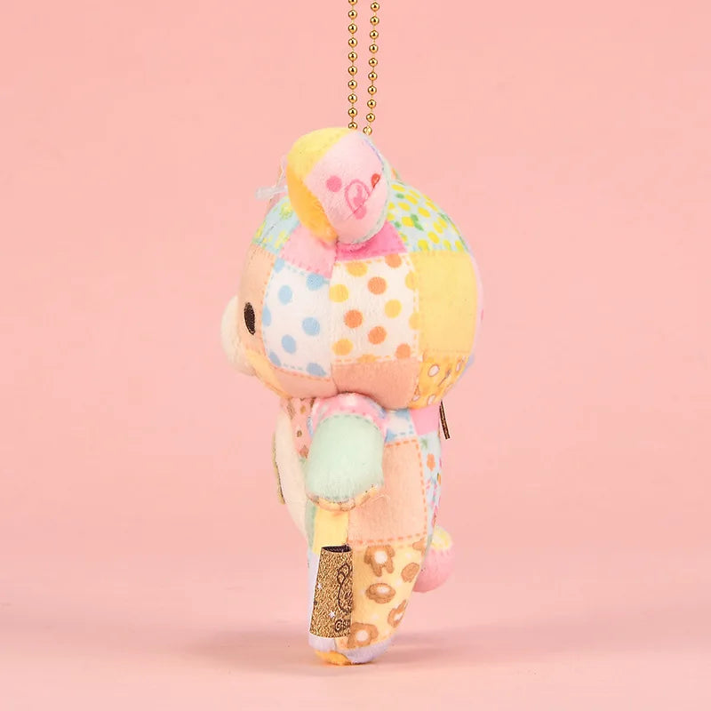 7/12cm Patchwork Limited Rilakkuma bear Plush Keychain Kiiroitori Doll Pendant Cute Relax bear Cartoon Decoration Holiday Gift