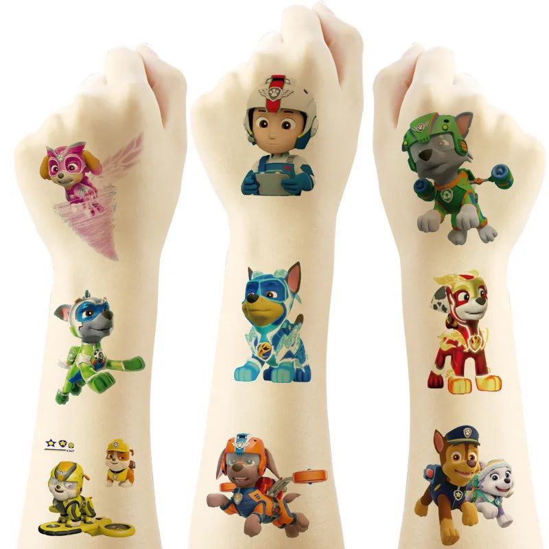 Waterproof Paw Patrol Tattoo Stickers, Cute Ryder Sticker, Funny Cartoon, Christmas, Birthday Gift, Reward Toy, 20Pcs Set