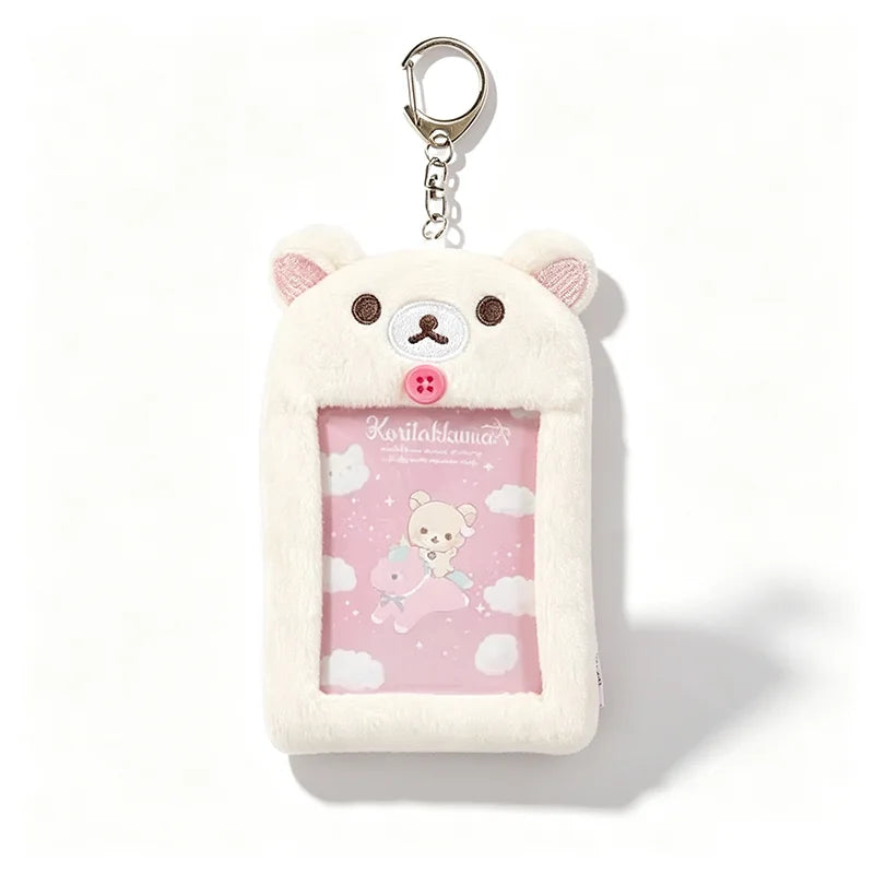 Cartoon Rilakkuma Plush Photocard Holder Key Ring Cute Soft Card Cover Bag Pendant For Kpop Photocard ID Card Protector Student