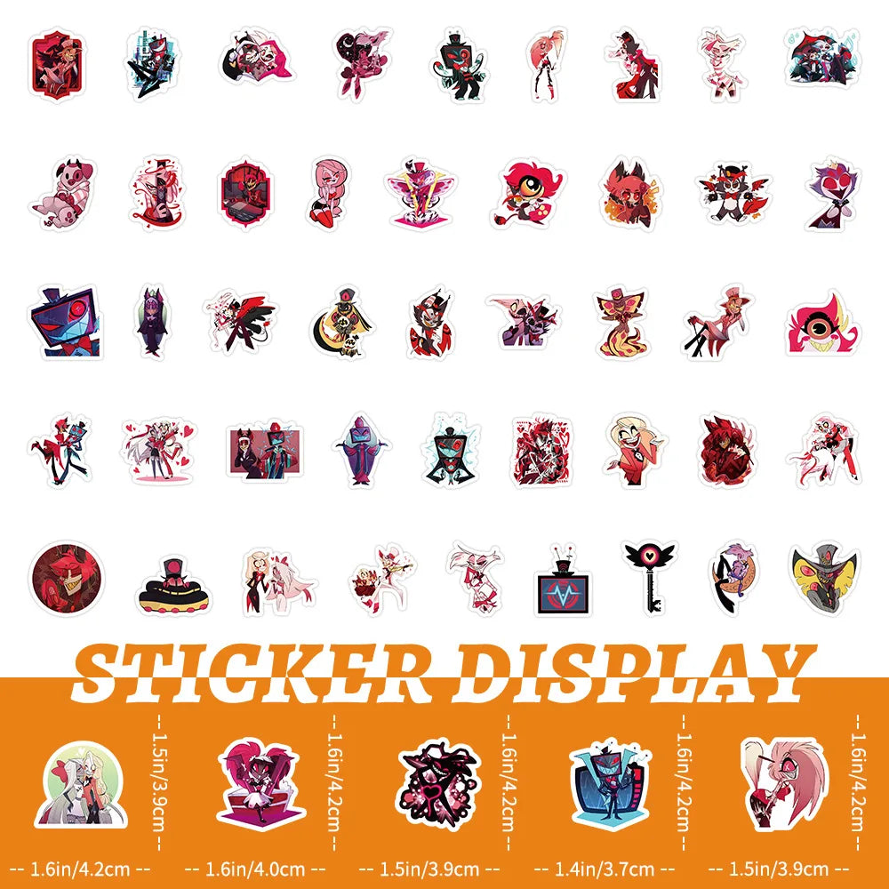 100pcs Cartoon Hazbin Hotel‌ Anime Stickers for DIY Scrapbooking Stationery Handbook Phone Water Cup Luggage Waterproof Sticker