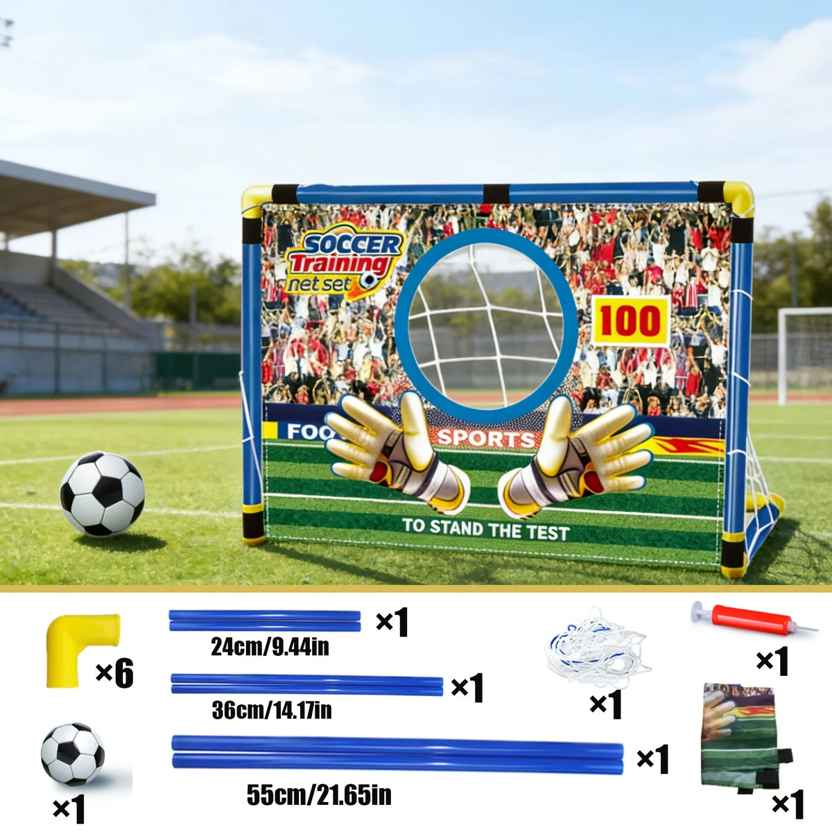 1PC Soccer Goal Set with Inflatable Ball, Parent-Child Interactive Toy, Soccer Shooting Training, 23.62×11.4 Inches