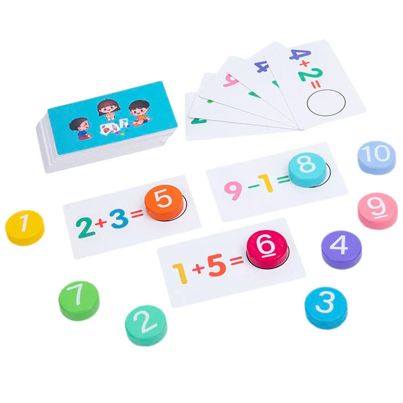 Children's Wooden Number Board Cognitive Matching Addition Subtraction Operation Montessori Logical Thinking Training Math Toys
