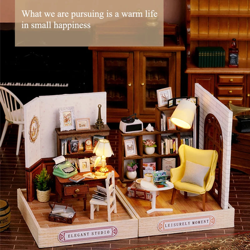 Mini Miniature Dollhouse DIY Small House Kit Making Room Toys Home Bedroom Decorations With Furniture Wooden Craft Doll Houses