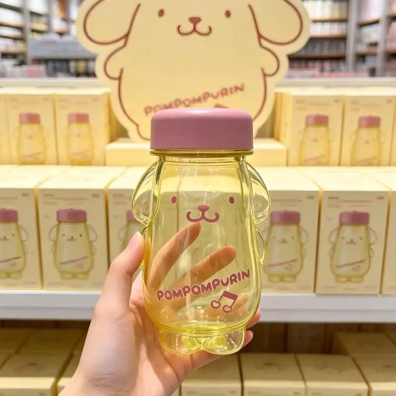 Pompompurin Portable Cold Water Bottle Cute Cartoon Yellow Puppy 320ml Polycarbonate Polypropylene For Outdoor Daily Home Office