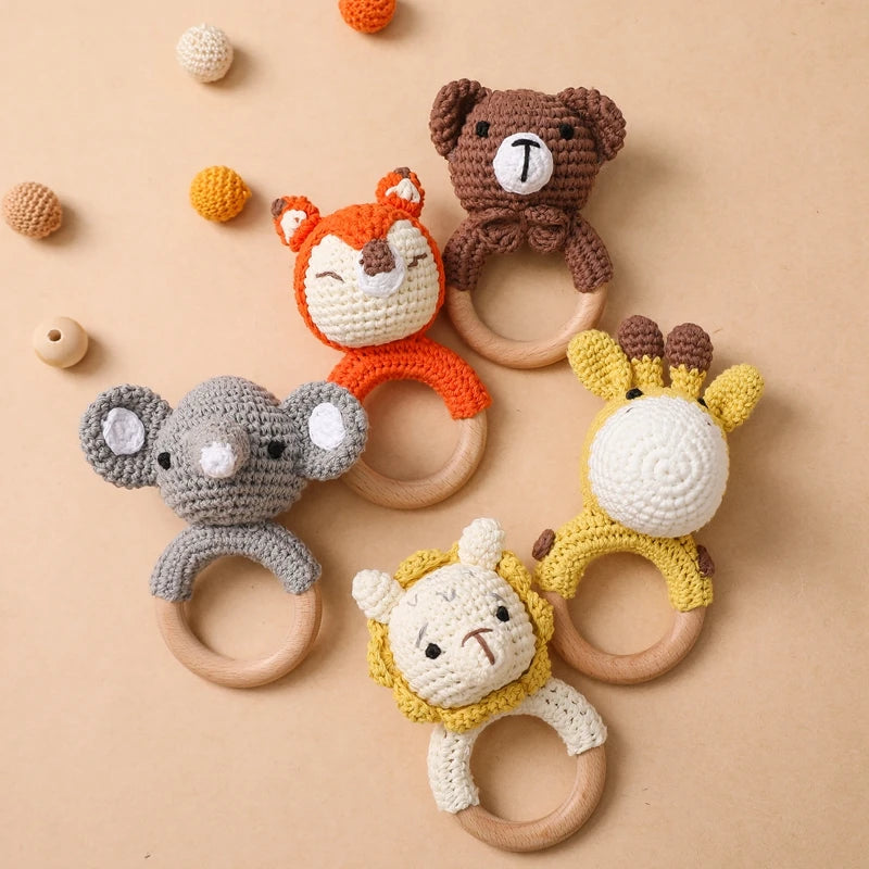 Baby Toys Crochet Animal Rattle Cartoon Music Rattle Toys for Baby Kawaii Teether Rattle Baby Toy 0 12 Months Montessori Toys