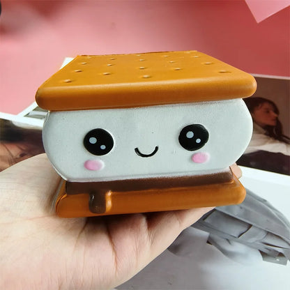 Slow Rebound Sandwich Cake PU Simulated Chocolate Expression Cake Squeeze Soft Stress Relief Toys for Children and Teenagers