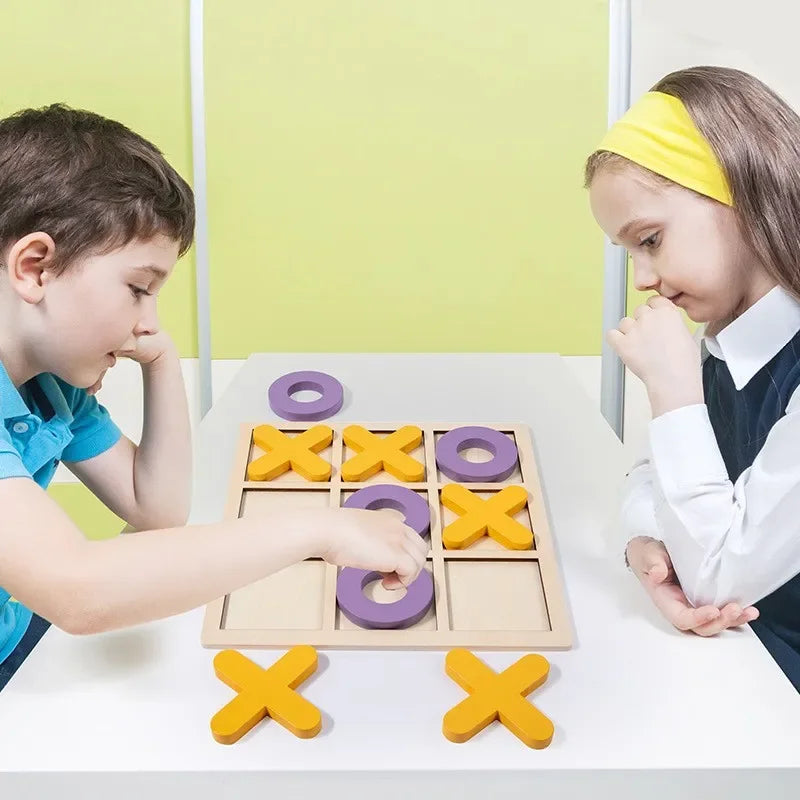 New Montessori Wooden Toy Mini Chess Play Game Jigsaw Board Games Early Educational Interaction Toys for Kids Party Battle Games