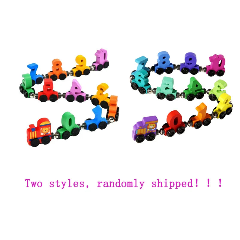 Number Digital Magnetic Wooden Train Toys Colorful Building Blocks Educational Hand-eye Coordination Magnetic Digital Train