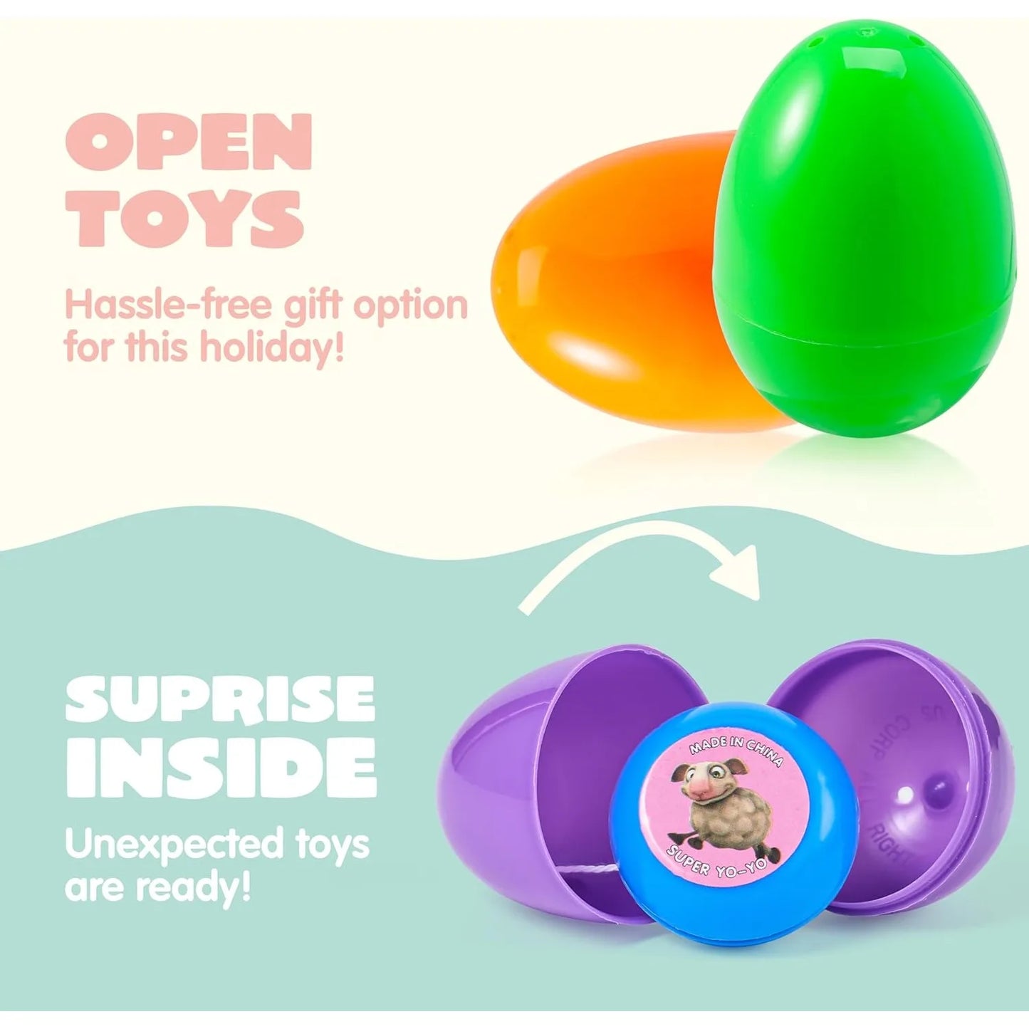 JOYFY 48Pcs Easter Eggs with Toys Inside Prefilled Easter Eggs with Popular Assorted Toys for Boys Girls Basket Stuffers Filler